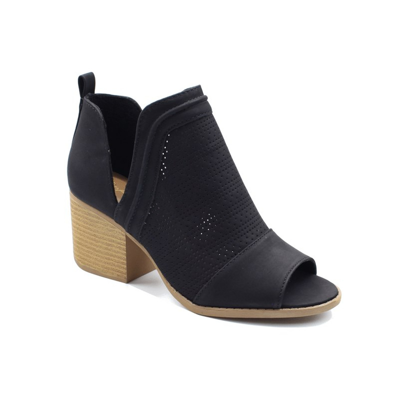 womens black open toe booties