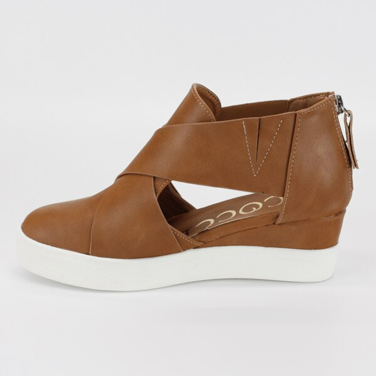 wedge sneakers tan