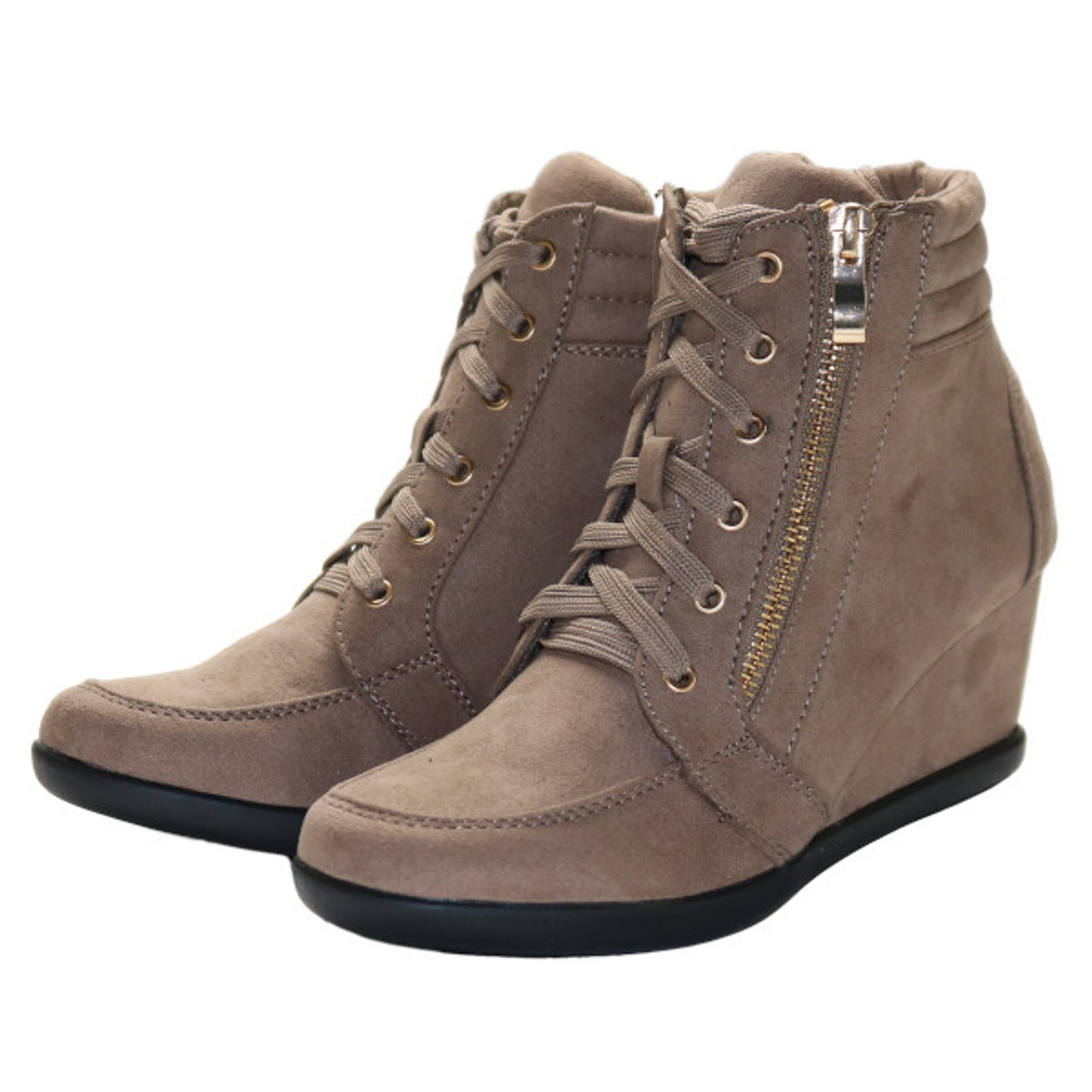 wedge sneaker taupe