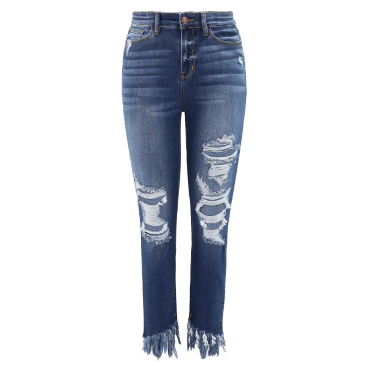 skinny jeans with fringe hem