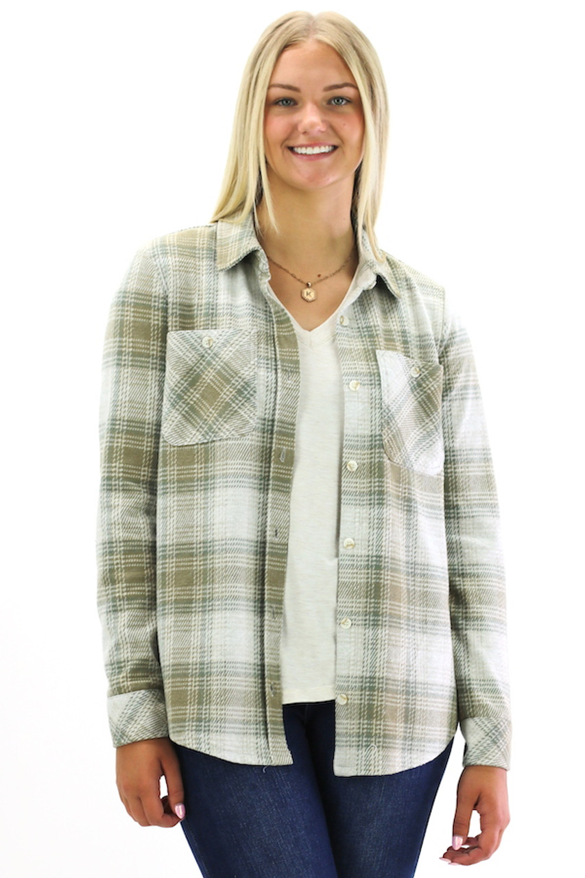 Thread & Supply Plaid Shacket for Women in Grey