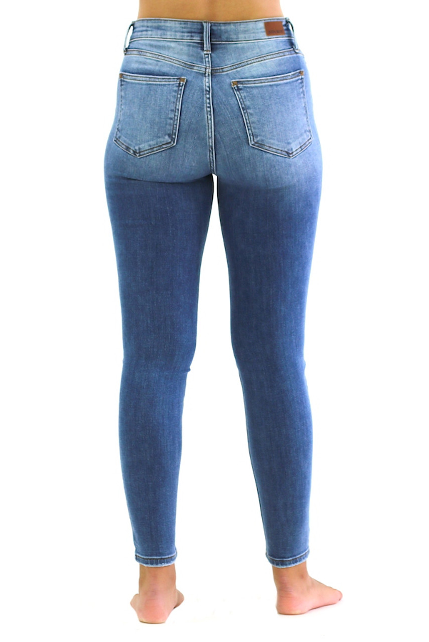 Laura Mid Rise Vintage Skinny Jeans by Judy Blue - Trendy Threads Inc