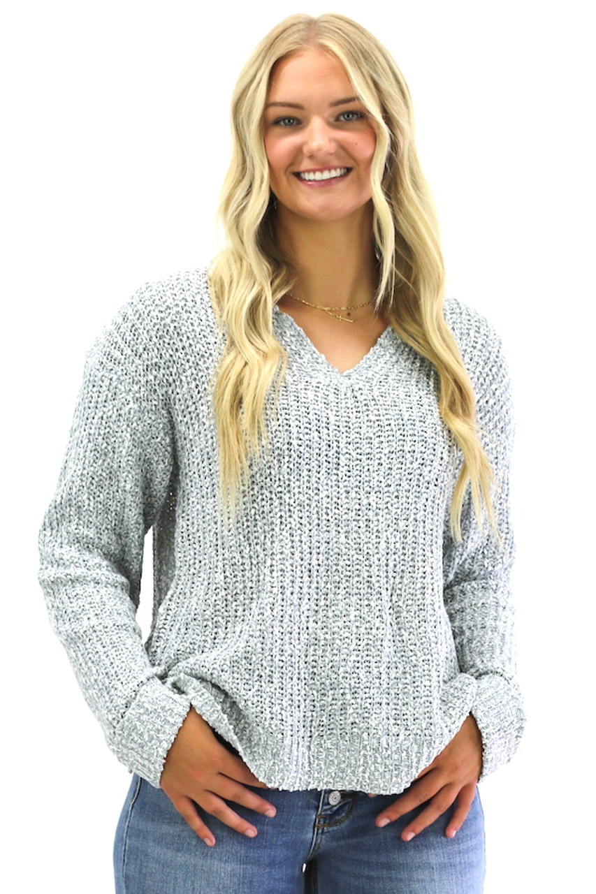 The Maggie Sweater - Marbled Grey - Trendy Threads Inc