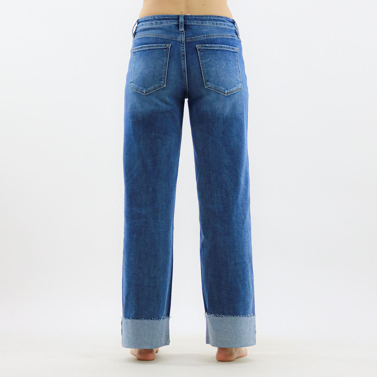Layla High Rise Cuffed Wide Leg Jeans