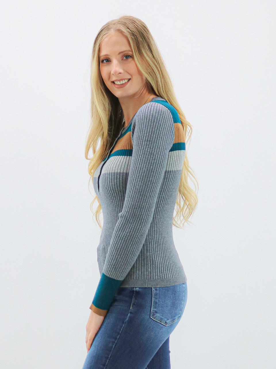 【SCENERITY】Raffle Henley Neck Knit Vince Rib-Knit Henley Top | Saks Fifth Avenue