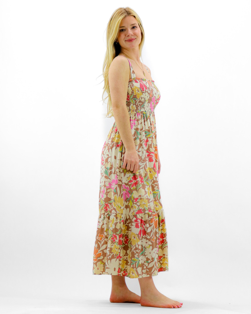 knee length dresses for ladies Verona Smocked Maxi Dress main image 1