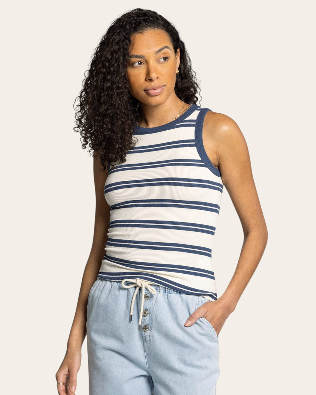 Thread & Supply Ellen Tank - White Indigo