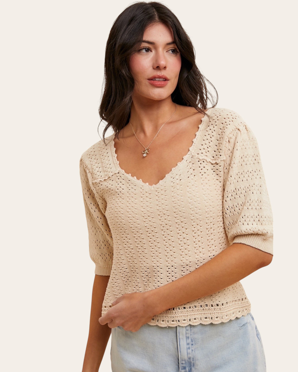 Daily Grace Puff Sleeve Sweater Top