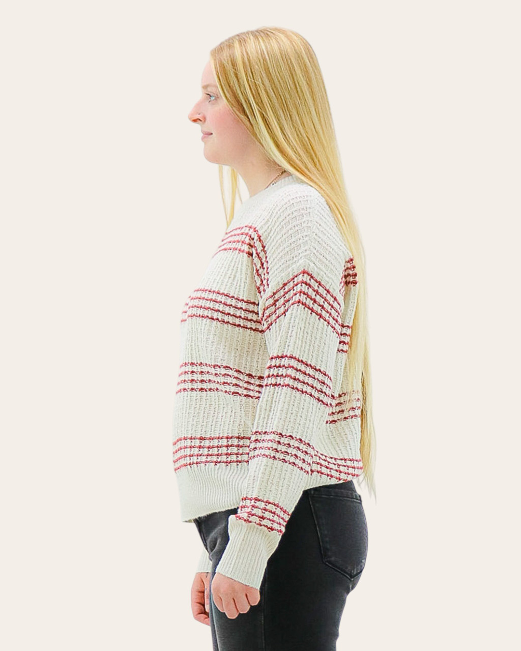 Nona Crewneck Striped Sweater - Brick
