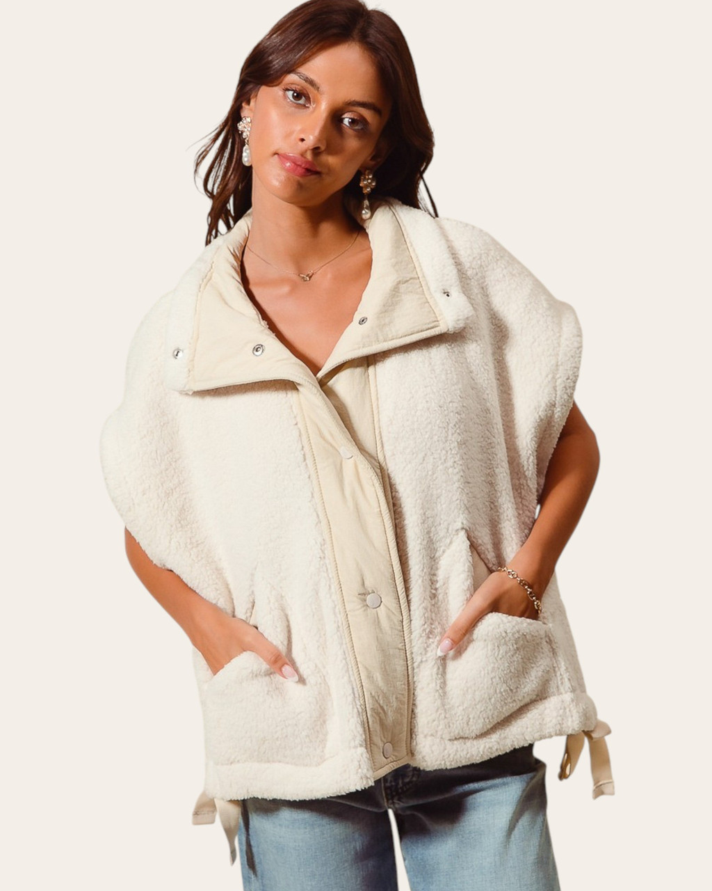 Poppy Sherpa Vest - Ivory