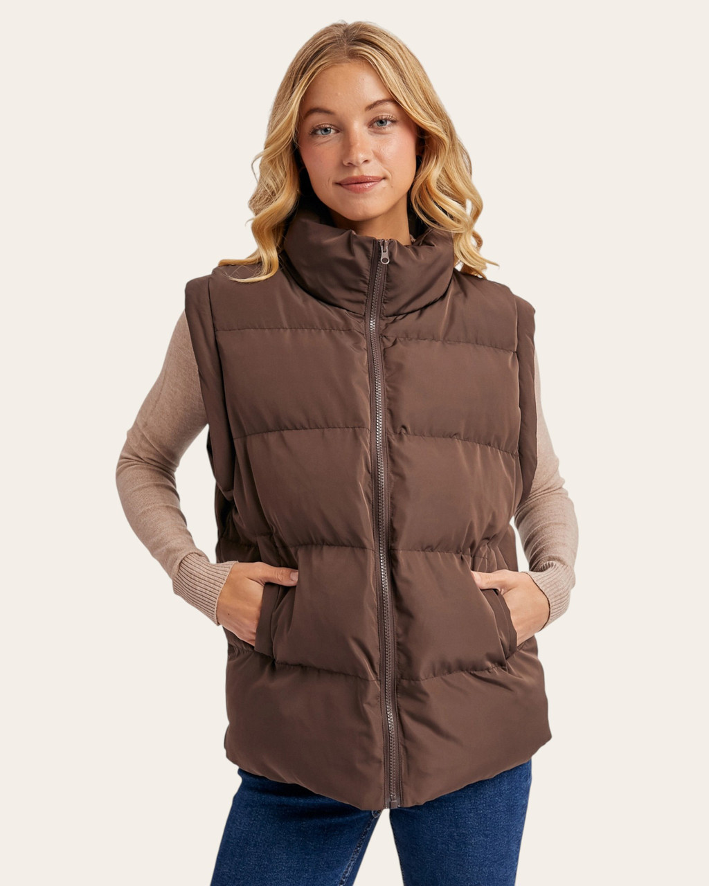 Dark Chocolate Quilted Puffer Vest | Trendy Threads