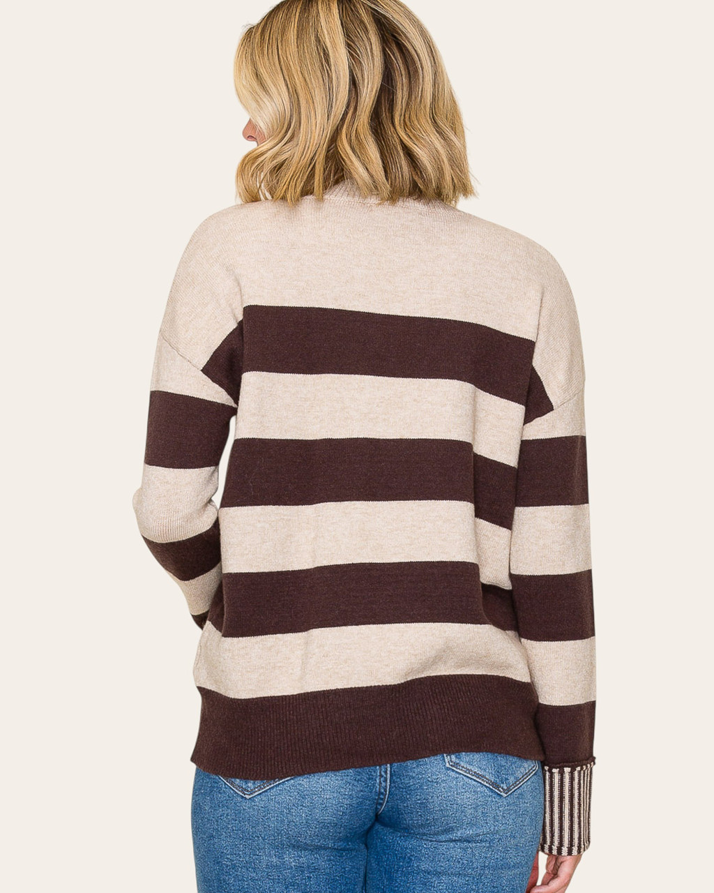 Christina Bold Striped Sweater Chocolate | Trendy Threads