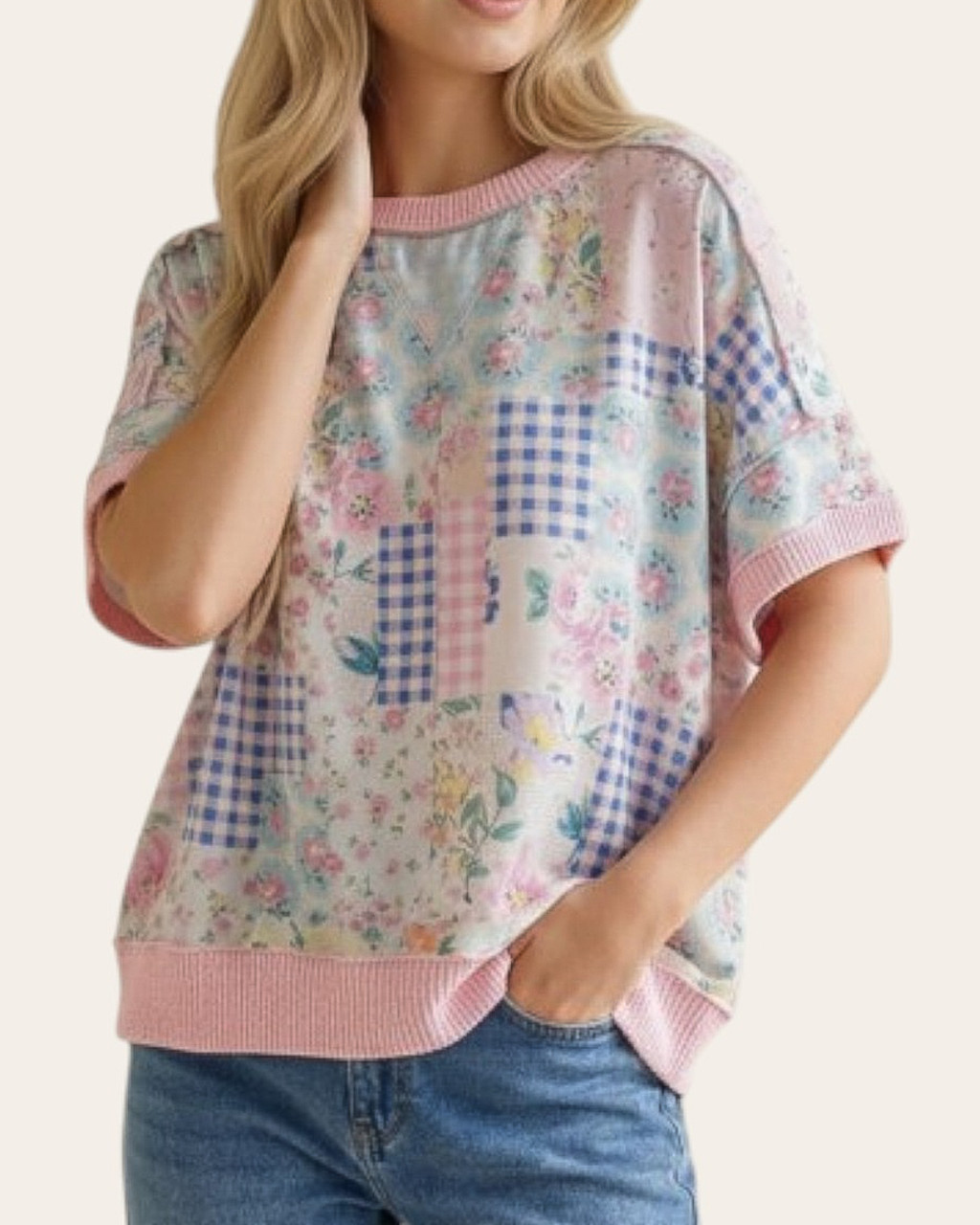 Pastel Floral Patchwork Top | Trendy Threads Roscoe, SD Boutique