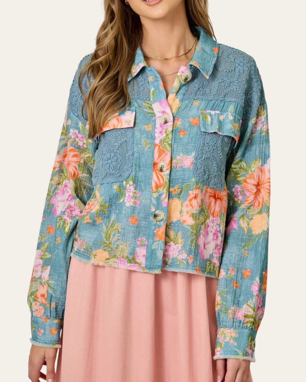 Floral Cotton Gauze Jacket | Trendy Threads Roscoe, SD Boutique