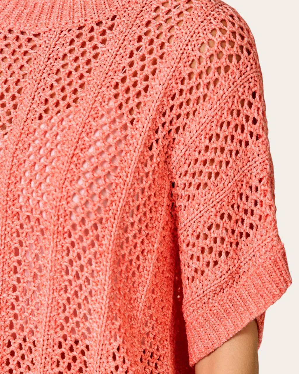 Coral Crochet Dolman Sweater | Trendy Threads Boutique in Roscoe, SD