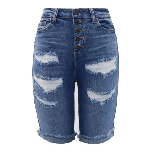 high rise bermuda jean shorts