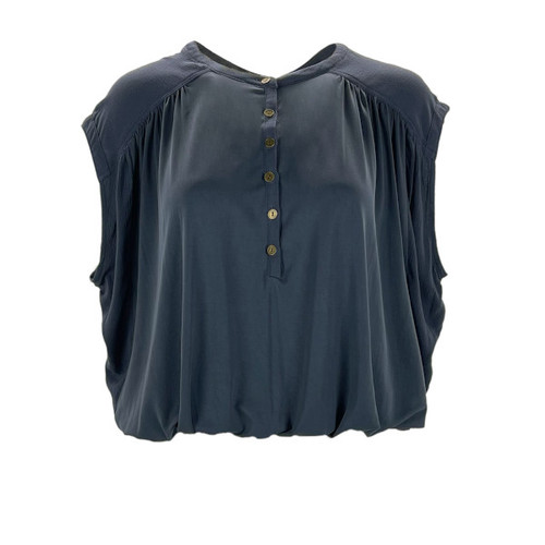 Every Moment Henley Neck Top  - Navy