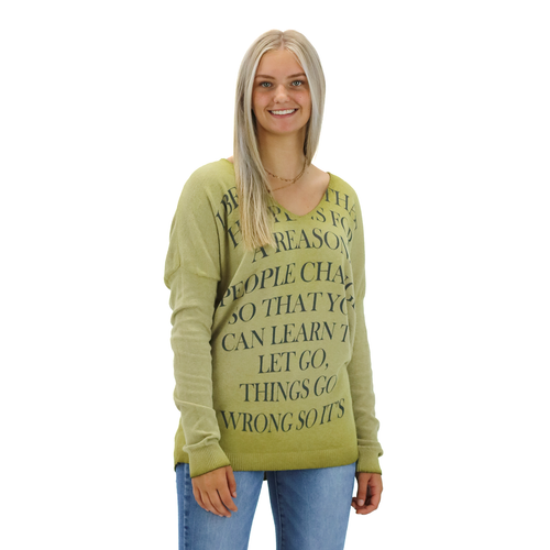 All The Fame Graphic Sweater - Celery