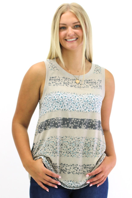 Your One Chance Petite Floral Tank - Taupe