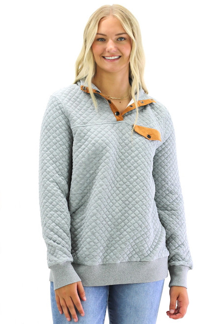It's Your Moment Quilted Pullover - Grey