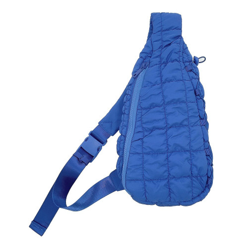  Quilted Puffer Sling Bag - Royal Blue