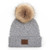 C.C Diagonal Knit Pom Pom Beanie - Light Grey