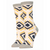 A pair of white crew socks with a repeating geometric diamond pattern in navy, yellow, and grey. The socks have grey toe and heel sections.