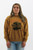 Front View of Trendy Threads Boutique's New Spring Collection: Mustard Yellow Bison Graphic Sweatshirt - Casual Wear for Women