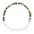 Half-beaded bracelet with African turquoise stones and half silver paperclip chain, featuring an engraved hexagon Scout logo bead.