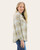 Side view of the Thread & Supply Weston Jacket in tan plaid, showing the relaxed silhouette, chest pocket detail, and curved hemline. Side view of the Thread & Supply Weston Jacket in tan plaid, showing the relaxed silhouette, chest pocket detail, and curved hemline.