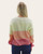 Back view of the Sunny Springs tri-color knit sweater highlighting the textured open-knit fabrication.