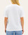 Back view of the white It's RIVER Time graphic tee worn by a blonde model.