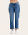 Front view of Judy Blue high-rise cuffed jeans with five-pocket styling and rolled hem.