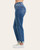 Side view of Judy Blue high-rise cuffed jeans featuring a relaxed straight-leg fit and embroidered back pocket detail.