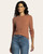 Thread & Supply Stacy long sleeve top front view showing relaxed, figure-skimming fit in cedarwood.