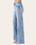 Side view of Nikki flare jeans showing the 30-inch inseam and soft, lightweight denim fit.