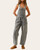 Front full-length view of the Grey Washed Barrel Overalls, a stylish 100% cotton piece for women's boutique fashion.