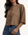 Front view of the Annie Half Sleeve Cardigan in soft mocha styled for a casual spring look.