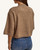 Back view of the Annie Half Sleeve Cardigan in a soft mocha brown knit, showcasing the relaxed fit.
