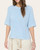 Front view of the Naomi Short Sleeve Sweater in light blue styled for a casual, breezy spring outfit.