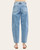 Back view of the trendy Risen Jerzi light wash barrel jeans showing pocket details, perfect for South Dakota spring style.