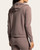 Back view of the women's Izzy ribbed pullover hoodie in a deep raisin mauve.