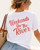 Back view of the white Comfort Colors tee showing the retro red Weekends On The River script graphic.