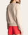 Back view of the Heather Taupe Dreamscape Top showing the relaxed fit and banded hemline.
