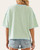Back view of the Meadow mint and blue striped boxy t-shirt featuring a side slit hem.