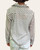 Back view of the 100 percent cotton snow and navy printed button down shirt styled for hot South Dakota summer days.