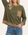 Front view of the Desirae striped pullover showing contrasting ribbed cuffs and front chest pocket.