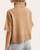 Back view of the ultra soft knit camel sweater highlighting the slight cropped design and ribbed hem.