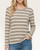 Front view of the All About Stripes Long Sleeve Top in a soft ribbed fabrication styled with light wash denim jeans.