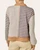 Back view of model wearing the Ladylike Striped Polo Top featuring contrasting stripe prints